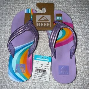 Reef Kids Lavender and Rainbow Flip Flops